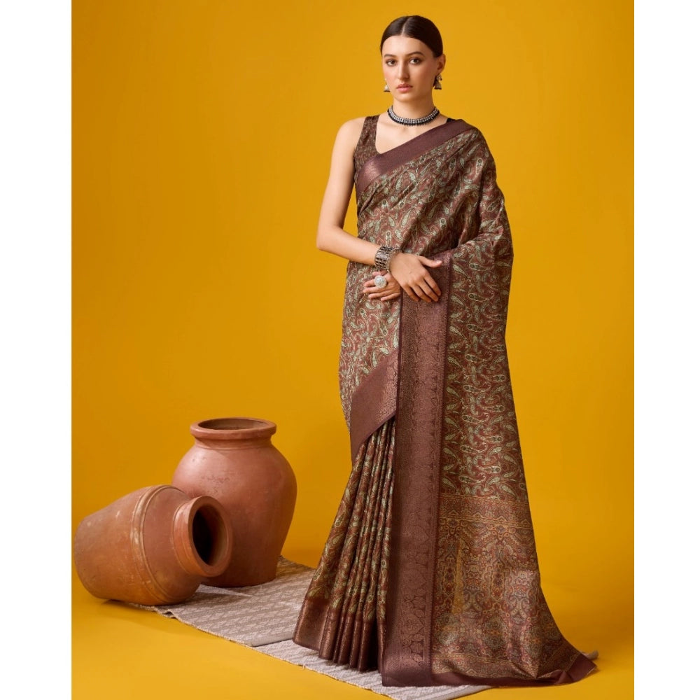 Jaunty Cotton Printed Saree With Blouse Piece