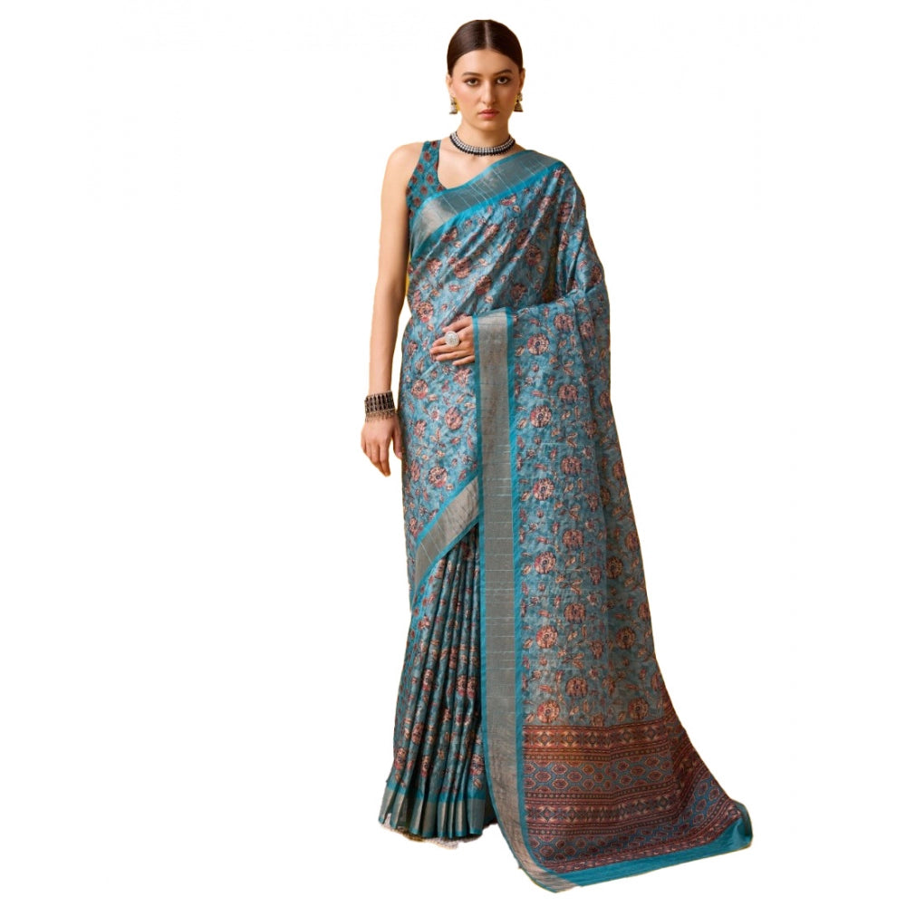 Jaunty Cotton Printed Saree With Blouse Piece