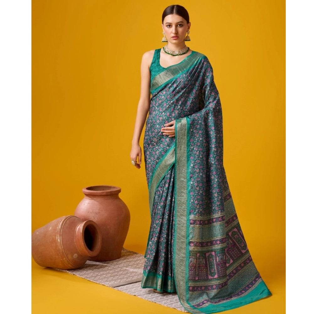 Jaunty Cotton Printed Saree With Blouse Piece