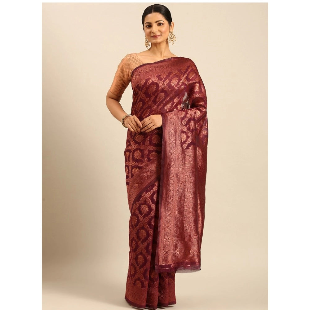 Exquisite Cotton Woven Design Saree With Blouse Piece