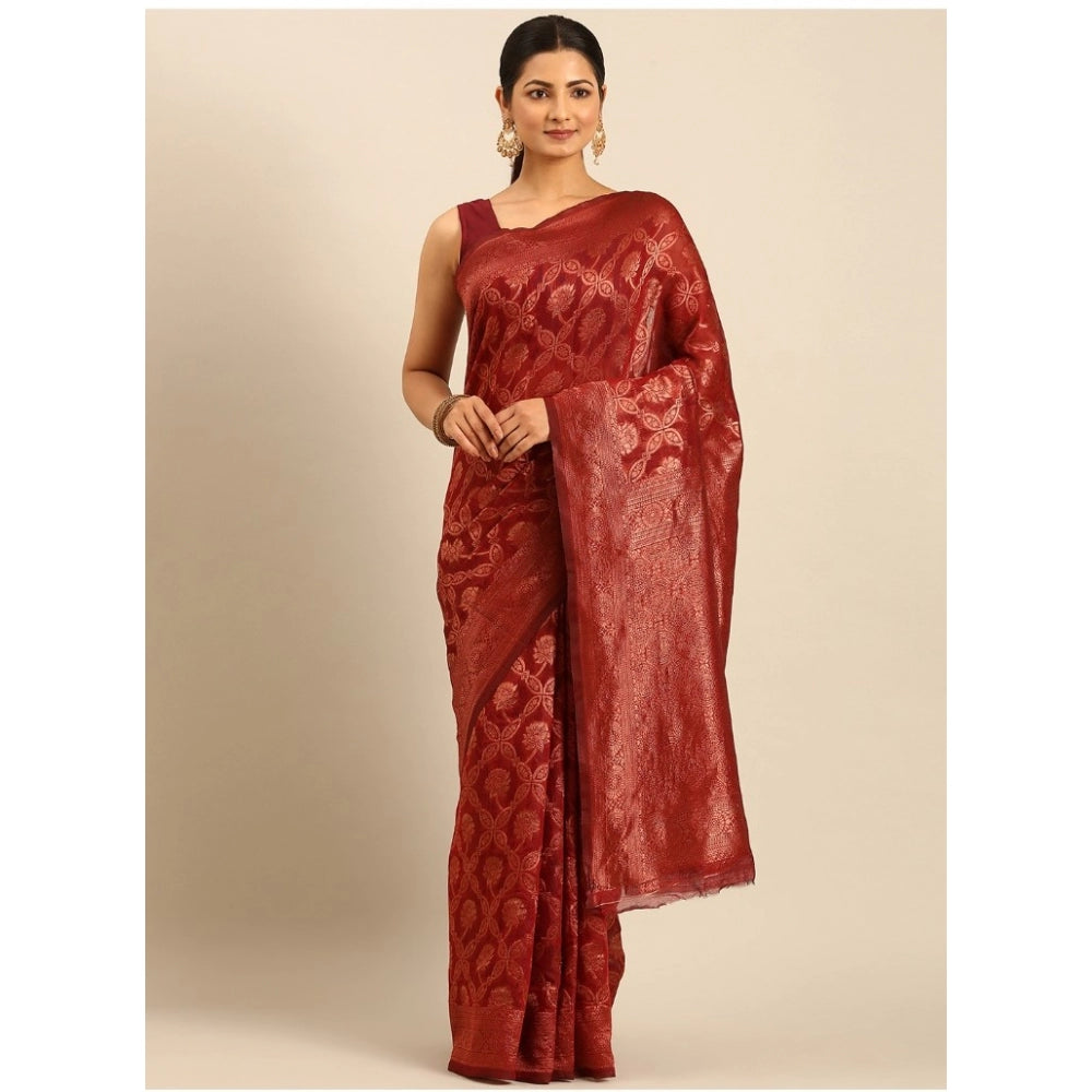 Exquisite Cotton Woven Design Saree With Blouse Piece