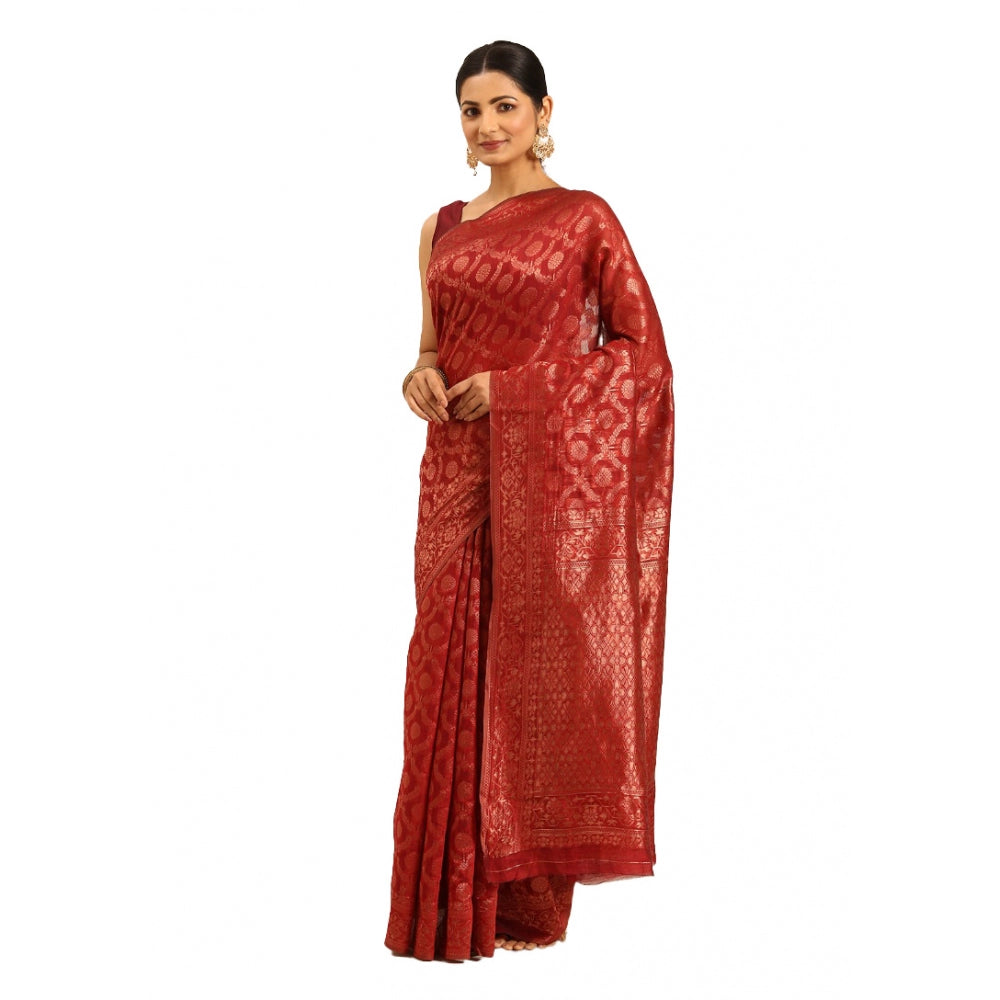 Exquisite Cotton Woven Design Saree With Blouse Piece