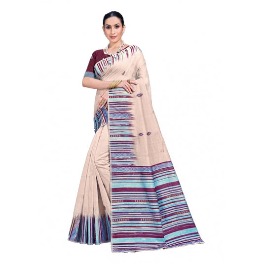 Comfy Cotton Printed Saree With Blouse Piece