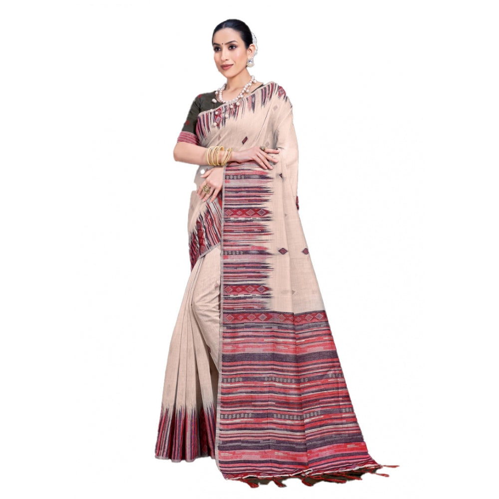 Comfy Cotton Printed Saree With Blouse Piece