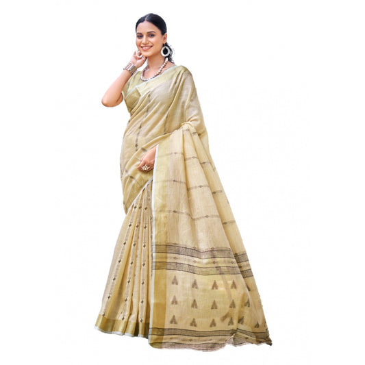 Jaunty Cotton Printed Saree With Blouse Piece