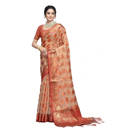 Urbane Organza Woven Design Saree With Blouse Piece