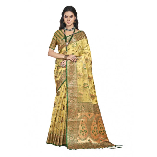 Urbane Organza Woven Design Saree With Blouse Piece