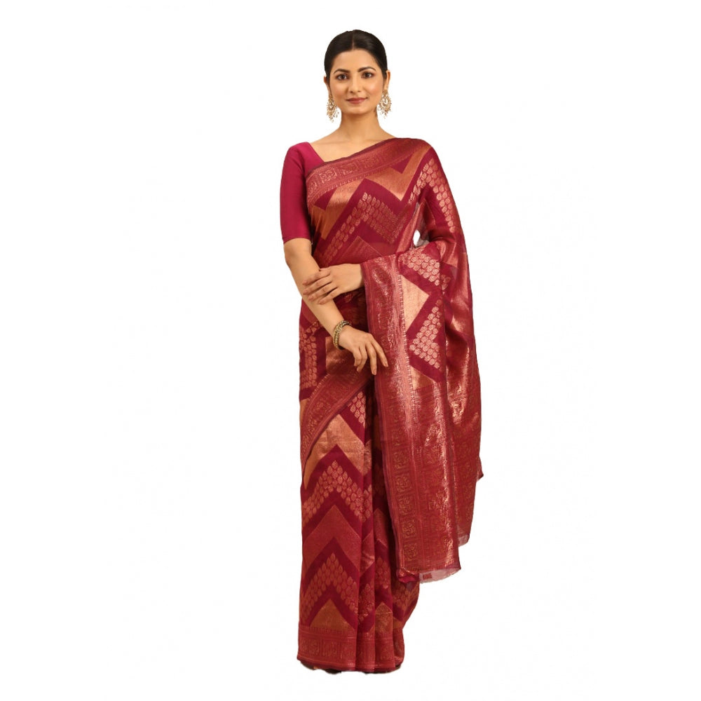 Groovy Cotton Woven Design Saree With Blouse Piece