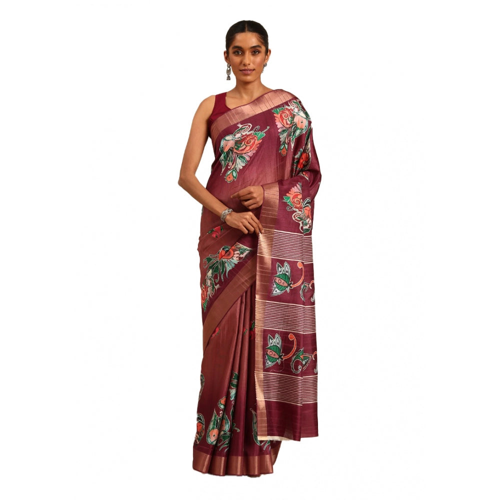 Modish Cotton Printed Saree With Blouse Piece