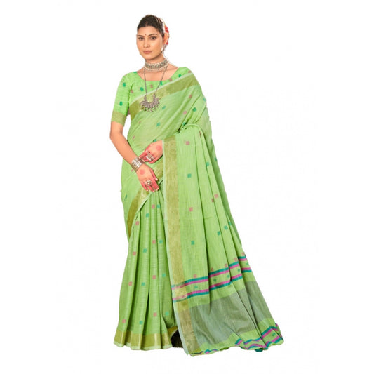 Jaunty Cotton Printed Saree With Blouse Piece