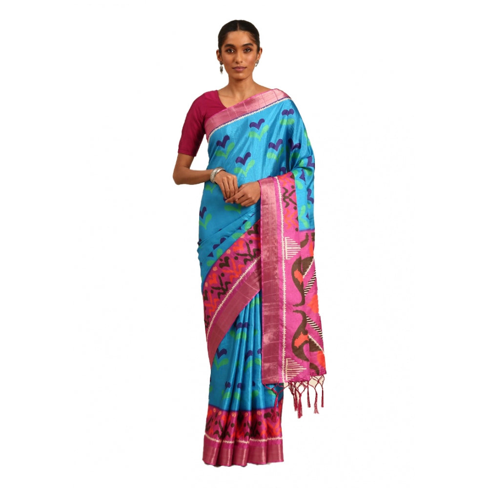 Modish Cotton Printed Saree With Blouse Piece