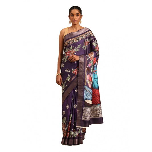 Glamorous Cotton Printed Saree With Blouse Piece