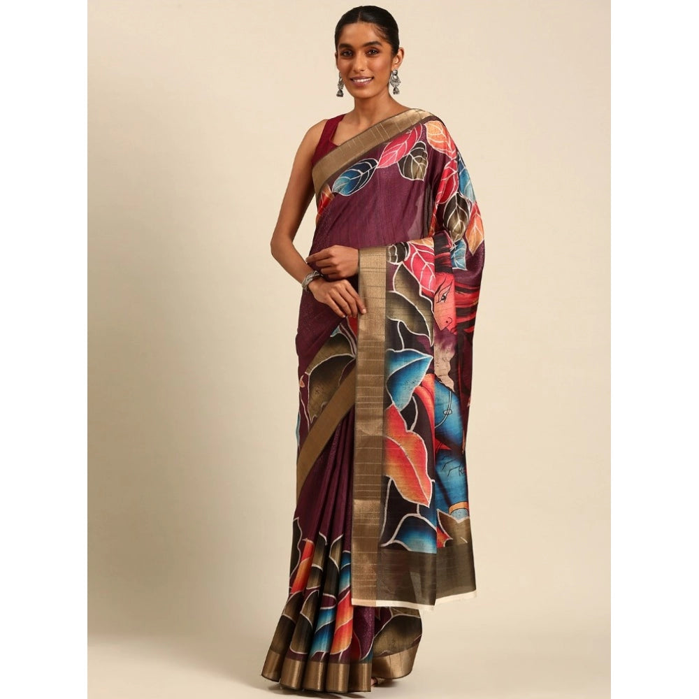 Snazzy Cotton Printed Saree With Blouse Piece