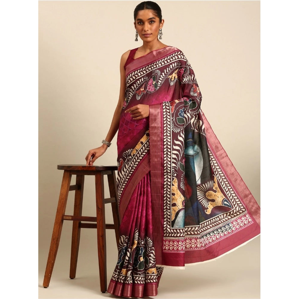 Snazzy Cotton Printed Saree With Blouse Piece