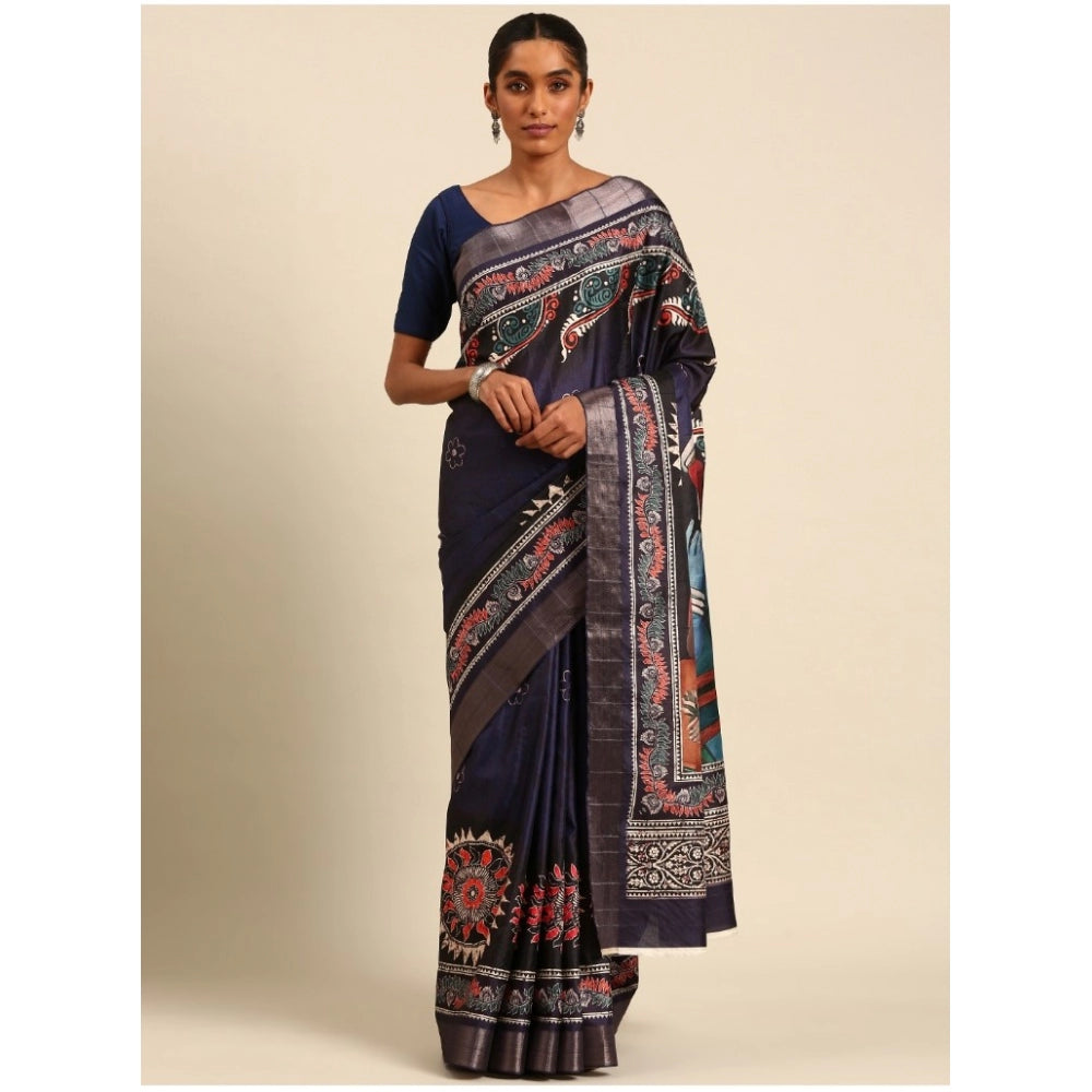 Snazzy Cotton Printed Saree With Blouse Piece