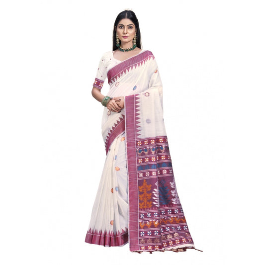 Comfy Cotton Printed Saree With Blouse Piece