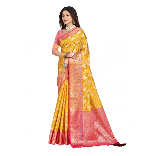 Partywear Silk Woven Design Saree With Blouse Piece