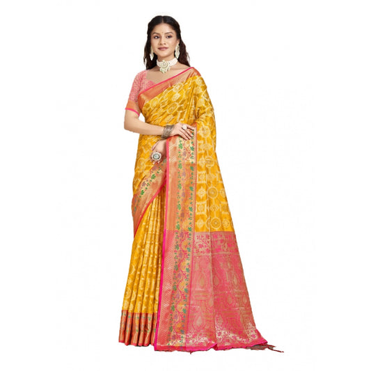 Partywear Silk Woven Design Saree With Blouse Piece