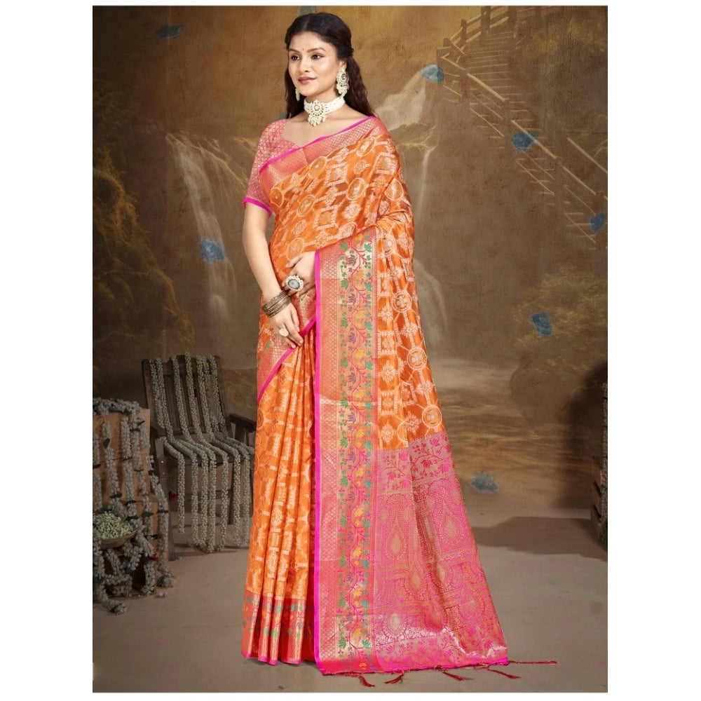 Partywear Silk Woven Design Saree With Blouse Piece