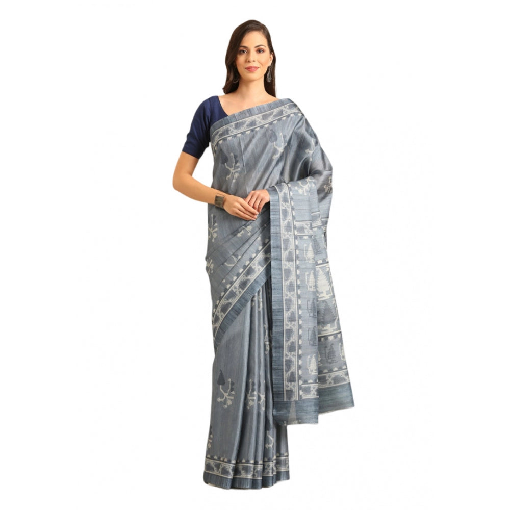 Snazzy Cotton Printed Saree With Blouse Piece