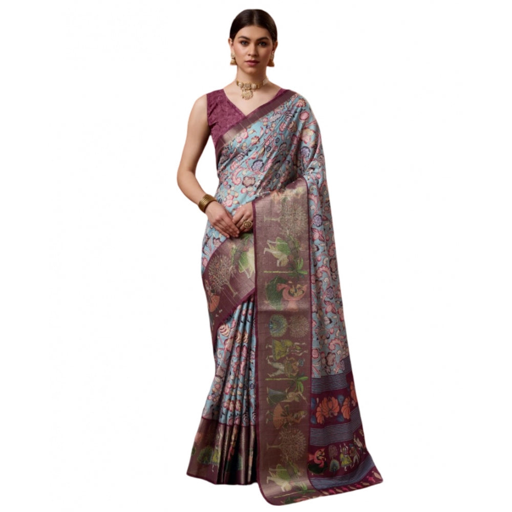 Retro Cotton Printed Saree With Blouse Piece