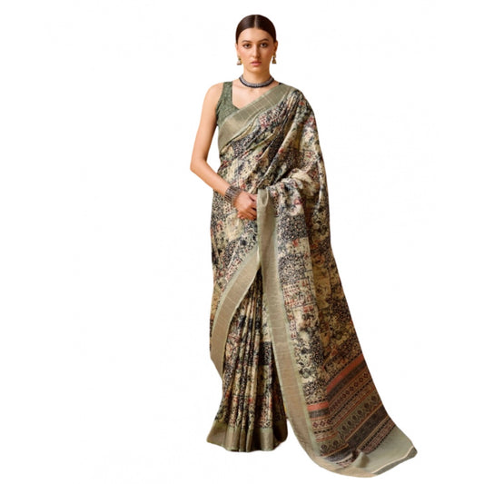 Jaunty Cotton Printed Saree With Blouse Piece