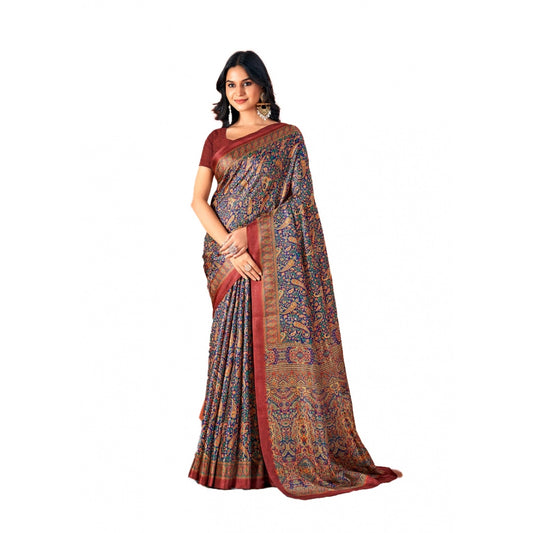 Modish Polyester Printed Saree With Blouse Piece