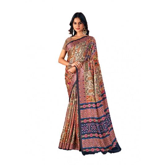 Modish Polyester Printed Saree With Blouse Piece