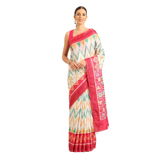 Glamorous Cotton Printed Saree With Blouse Piece