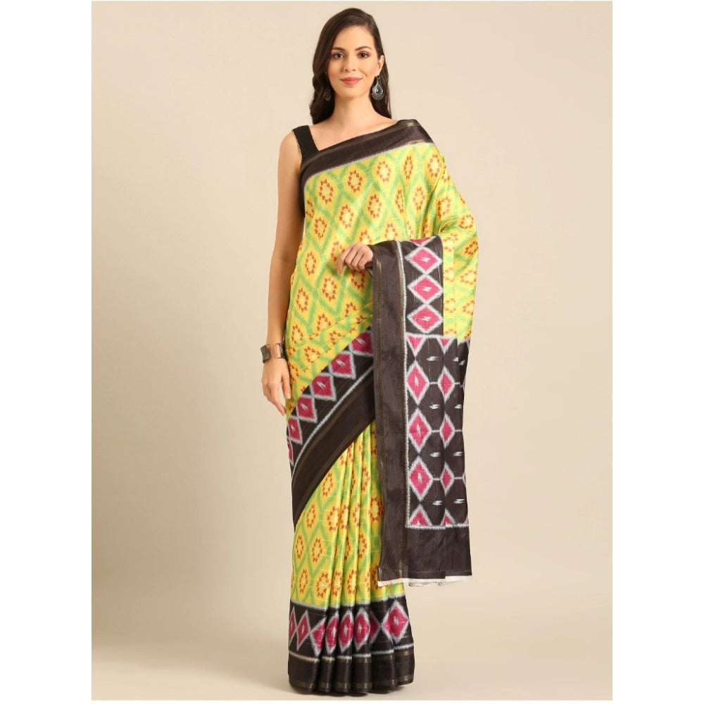 Glamorous Cotton Printed Saree With Blouse Piece