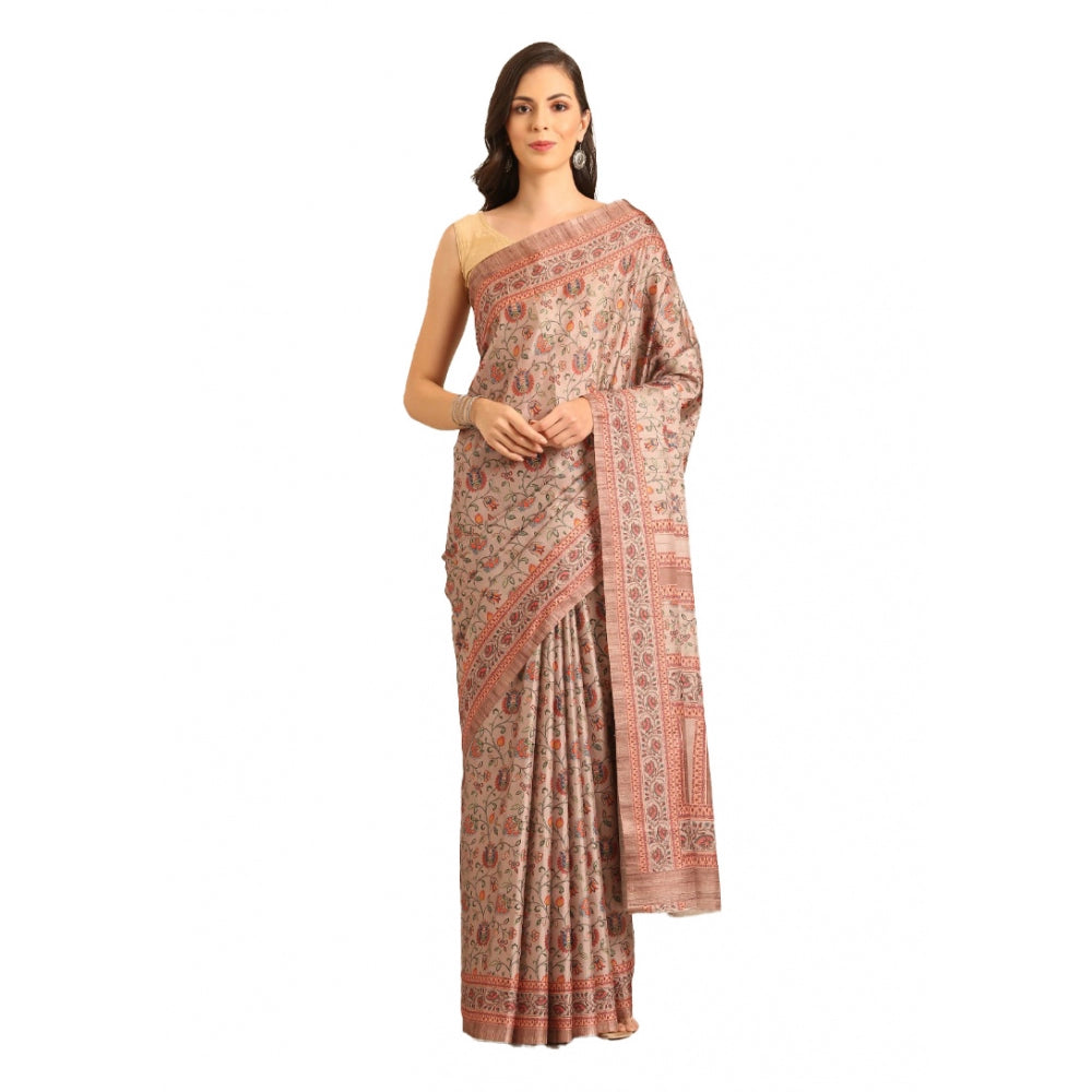 Snazzy Cotton Printed Saree With Blouse Piece