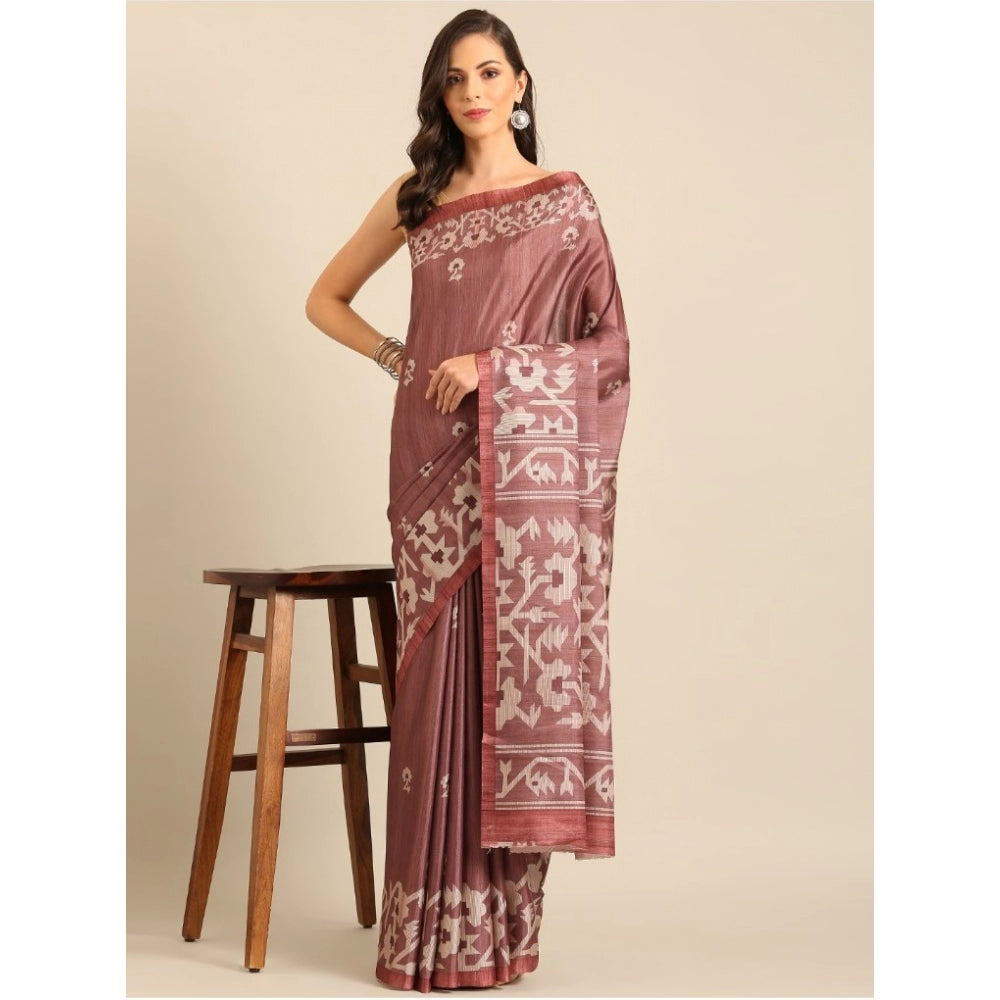 Glamorous Cotton Printed Saree With Blouse Piece