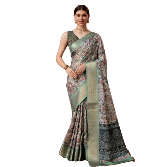 Jaunty Cotton Printed Saree With Blouse Piece