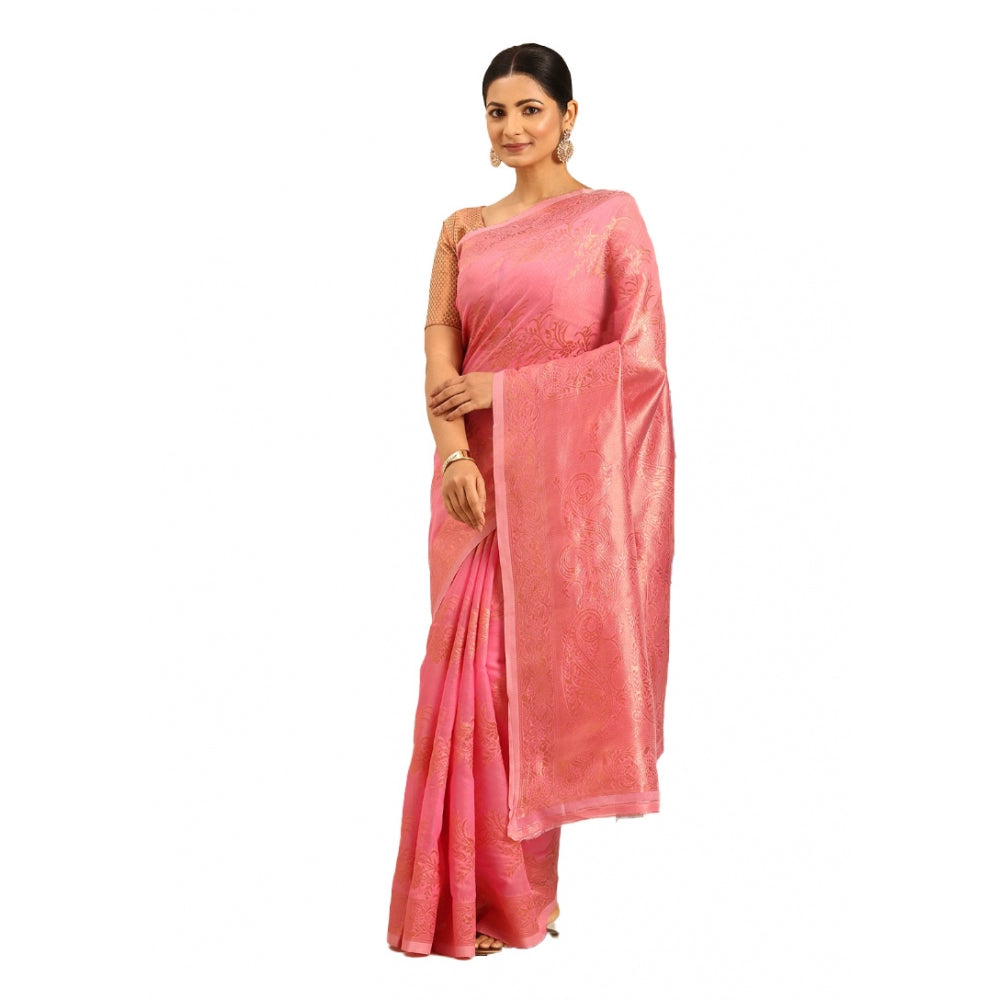 Exquisite Cotton Woven Design Saree With Blouse Piece