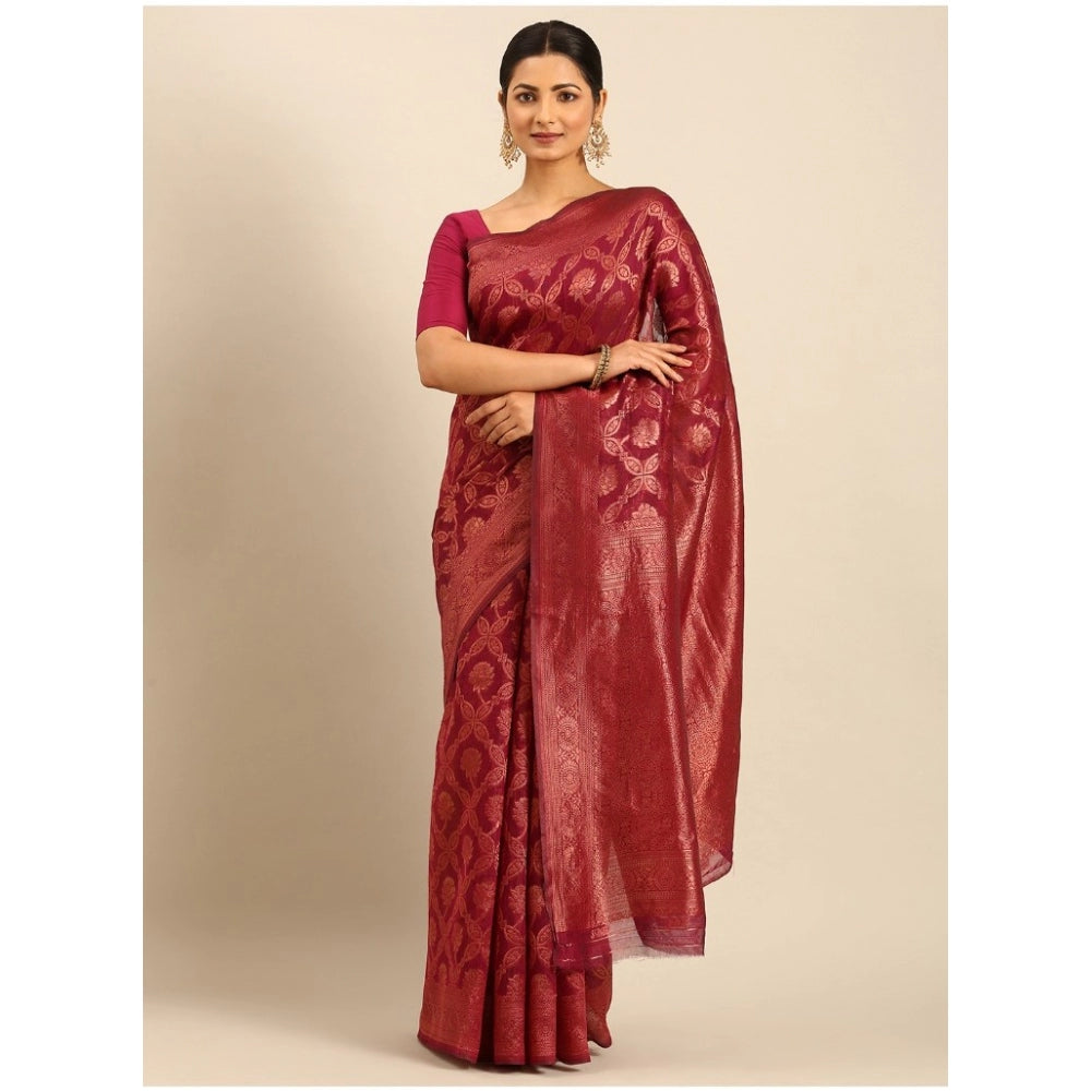 Groovy Cotton Woven Design Saree With Blouse Piece