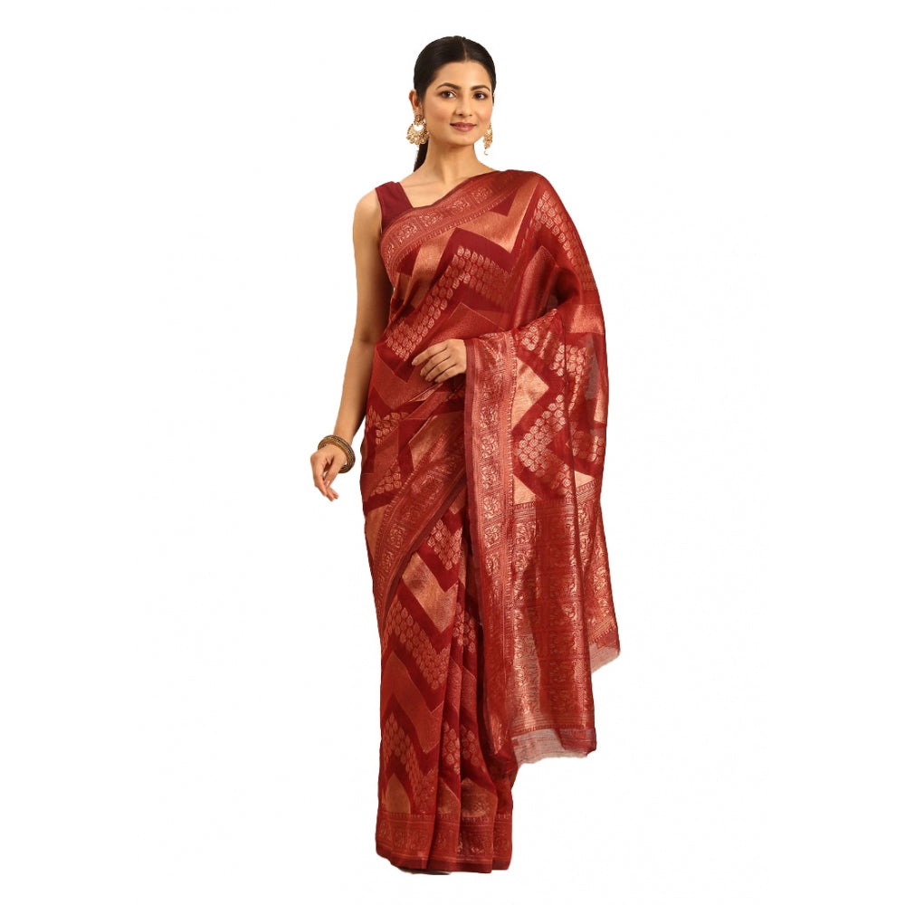 Exquisite Cotton Woven Design Saree With Blouse Piece