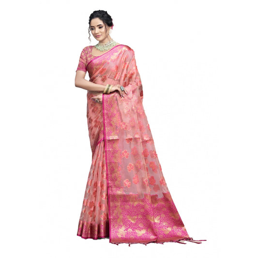 Urbane Organza Woven Design Saree With Blouse Piece