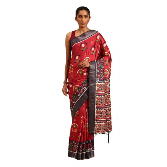 Glamorous Cotton Printed Saree With Blouse Piece