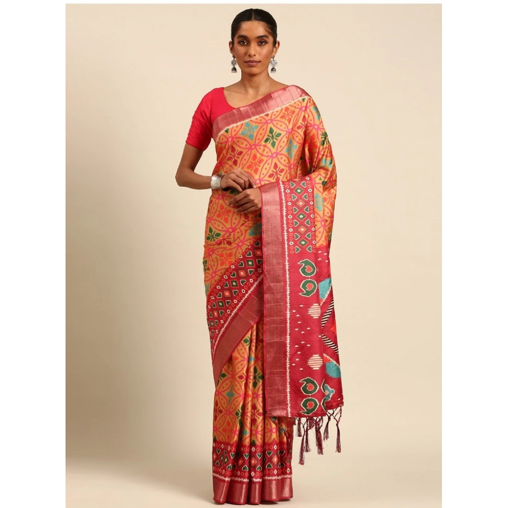 Snazzy Cotton Printed Saree With Blouse Piece