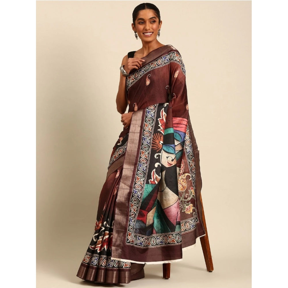 Modish Cotton Printed Saree With Blouse Piece