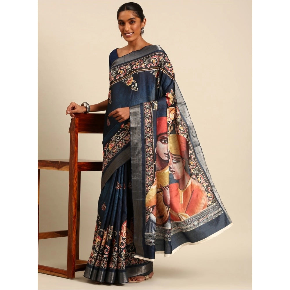 Snazzy Cotton Printed Saree With Blouse Piece