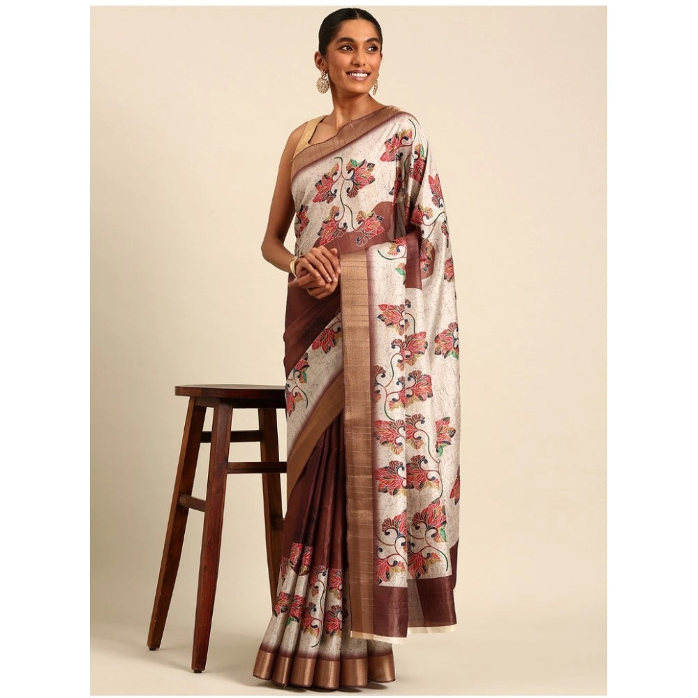 Modish Cotton Printed Saree With Blouse Piece