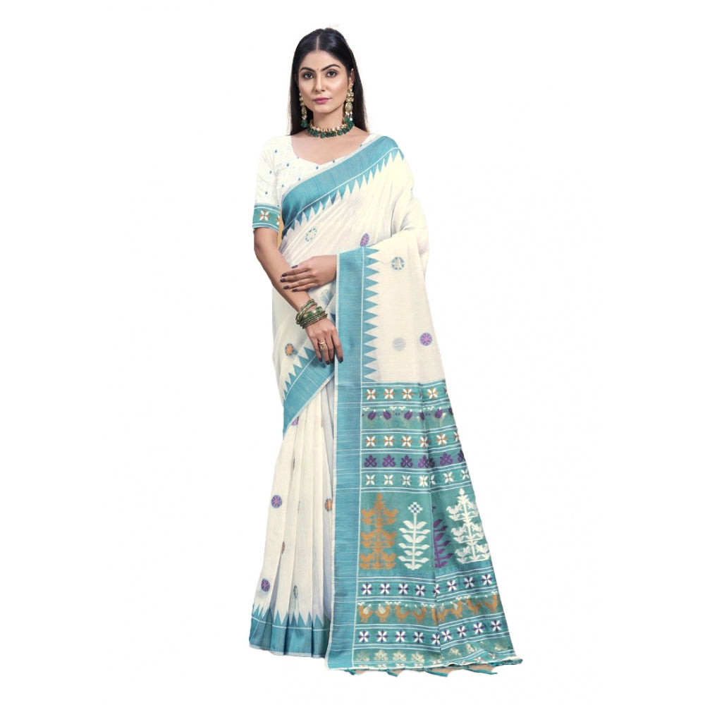 Comfy Cotton Printed Saree With Blouse Piece