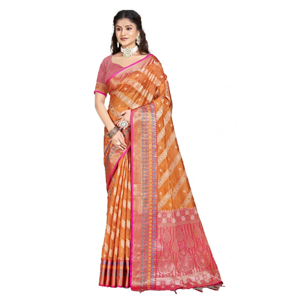 Partywear Silk Woven Design Saree With Blouse Piece