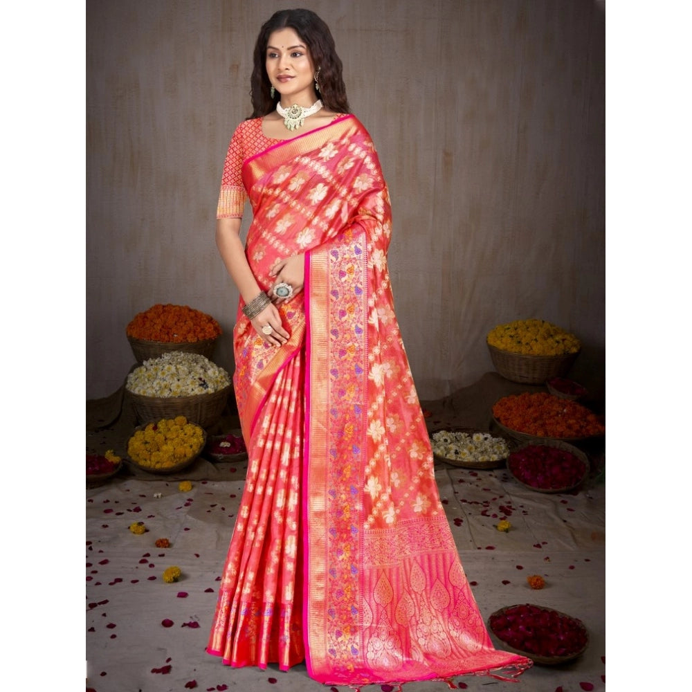 Partywear Silk Woven Design Saree With Blouse Piece