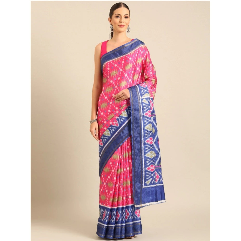 Glamorous Cotton Printed Saree With Blouse Piece