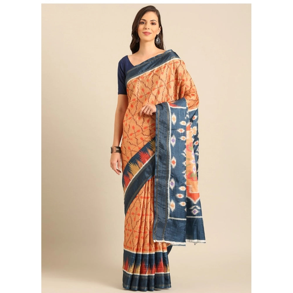 Snazzy Cotton Printed Saree With Blouse Piece