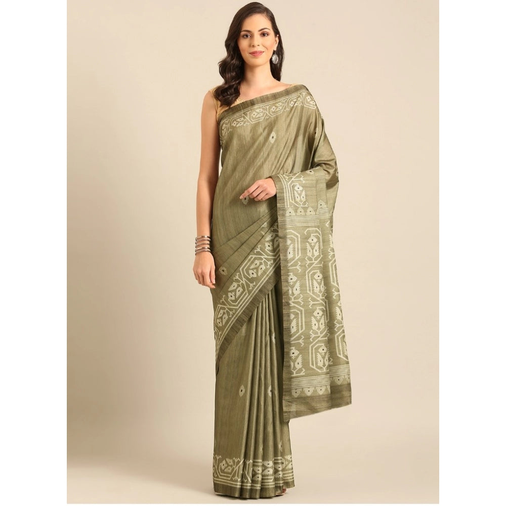 Snazzy Cotton Printed Saree With Blouse Piece