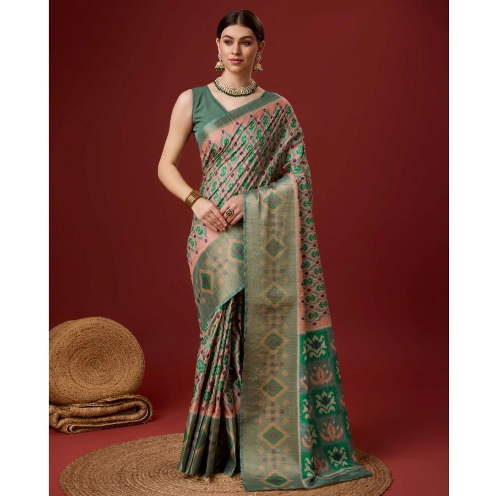 Retro Cotton Printed Saree With Blouse Piece