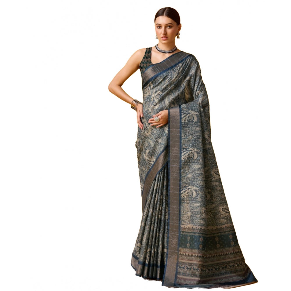 Jaunty Cotton Printed Saree With Blouse Piece